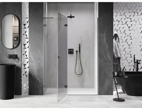 Mexen, Mexen Lunar L ľavé otočné sprchové dvere 140 cm, transparentné, pištoľový kov - 834L-140-000-95-00-L