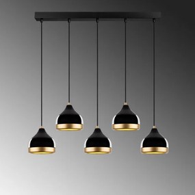 Závesný luster na lanku YILDO 5xE27/40W/230V čierna/zlatá