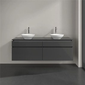 VILLEROY &amp; BOCH Legato závesná skrinka pod dve umývadlá na dosku, 4 zásuvky, 1600 x 500 x 550 mm, Glossy Grey, B60000FP