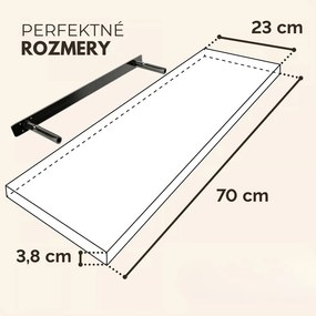 Nástenná polica FIGO + konzola, 70cm, biela Casaria