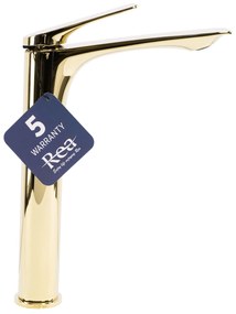 Rea Avalon, vysoká umývadlová batéria h-305, zlatá lesklá, REA-B1127