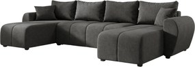 Rozkladacia obojstranná sedacia súprava do U SEVIO 311x145 cm, tmavosivá + 2 vankúšiky ZDARMA