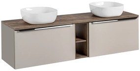 Závěsná skříňka SantaFe Smile s deskou a umyvadlem 180 cm taupe/dub santa fe vintage