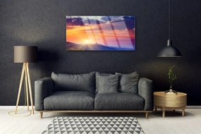 Skleneny obraz Slnko hory príroda 100x50 cm