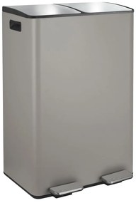 Taupe oceľový odpadkový kôš 2x30 l na triedený odpad/nášľapný Aliya – Spirella