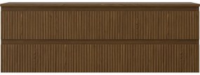 Mexen Rivel, kúpeľňová skrinka pod umývadlo 140 cm s hornou doskou, 2 zásuvky, drážkovaná, orech, 91A20-14047-2-BFFC86