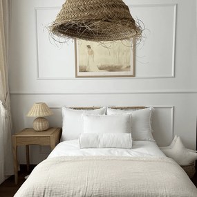 Obojstranný prehoz z mušelínu a ľanu béžová 100x135 cm