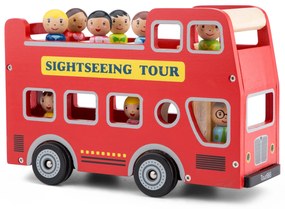 Červený mestský autobus + 9 figúrok cestujúcich