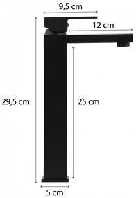 Erga Gappo, vysoká umývadlová batéria h-296, čierna matná, ERG-YKA-BU.GAPPO 36-BLK