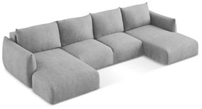 Svetlosivá ženilková rozkladacia rohová pohovka (do tvaru "U") Leila – Makamii