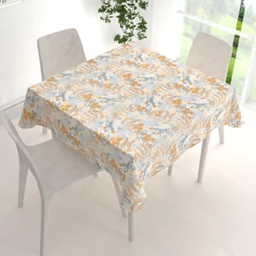Biante Zamatový štvorcový obrus Tamara TMR-043 Hnedo-modré designové rastliny 70x70 cm