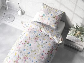Biante Bavlnené posteľné obliečky Sandra SA-453 Modro-ružové kvety na bielom Jednolôžko 140x200 a 70x90 cm