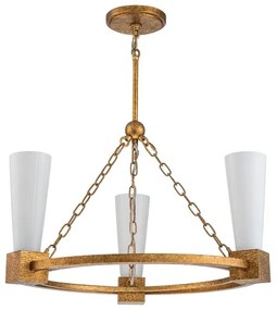 Elstead KRISTY3-DG-OPAL - Stropný luster KRISTY na tyči 3xE27/40W/230V medený