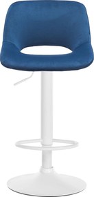 Barová stolička Camden - zamat, biely rám Modrá