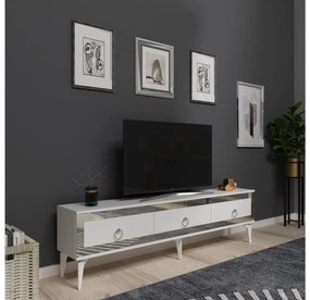 TV stolík/skrinka Muvuta 2 (biela + strieborná) . Vlastná spoľahlivá doprava až k Vám domov. 1095414