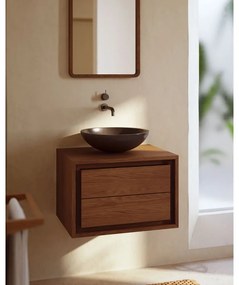 Tmavohnedá závesná skrinka pod umývadlo z teakového dreva 60x40 cm Kenta – Kave Home