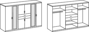 Šatníková skriňa so zrkadlami Düsseldorf, 270 cm, biela