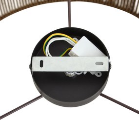 Stropná lampa čierna s hnedým tienidlom z papierového lana 50/50/25 - Combi