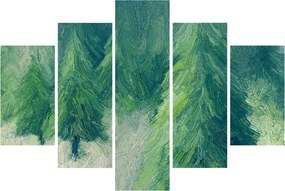 Obraz - Maľované ihličnany (150x105 cm)