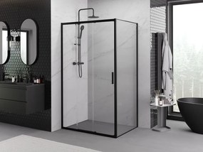 Mexen Exo, posuvná sprchová kabína, dvere 80 cm + bočná stena 70 cm, transparentné sklo, čierna, 8153-080-070-70-00
