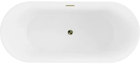 Mexen Flavia, voľne stojaca vaňa 160 x 75 cm, biela-čierna, zlatý lesklý prepad, 54031608075-50