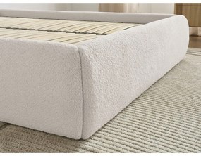 Biela čalúnená dvojlôžková posteľ s úložným priestorom/bez čela s roštom 160x200 cm Inera – Bobochic Paris