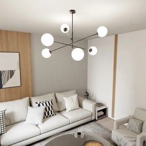 Luster na tyči LINEAR 6xE14/10W/230V čierna/biela