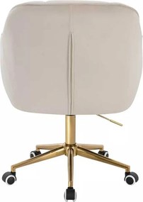 LuxuryForm DESIGN Stolička AVOLA VELUR na zlatej podstave s kolieskami - krémová