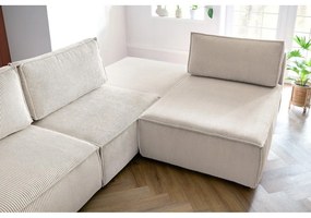 Krémovobiela menčestrová rohová pohovka (variabilná) Nihad modular – Bobochic Paris