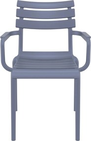 PARIS záhradná stolička s podrúčkami dark grey