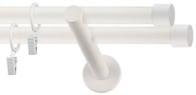 Dekorstudio Garniža dvojradová LUNA biela-matná 19mm Dĺžka: 220cm, Typ príslušenstva: Krúžky tiché so štipcami