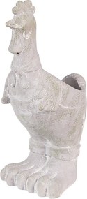 Šedý antik cementový kvetináč v tvare kohútika - 11*10*26 cm