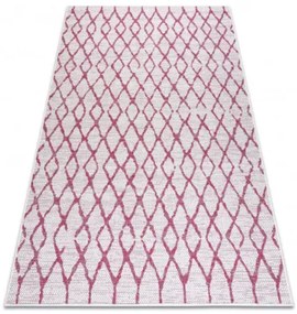 Koberec šnúrkový SIZAL SION Kratka 22129 ploské tkanie biely / fuksia