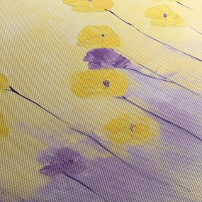 Obraz - Fialové a žlté kvietky (120x50 cm)
