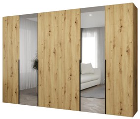Šatníková skriňa 300 cm Alice 2 (dub artisan + čierna). Akcia -20%. Vlastná spoľahlivá doprava až k Vám domov. 1126190