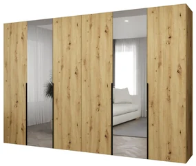 Šatníková skriňa 300 cm Alice 2 (dub artisan + čierna). Akcia -20%. Vlastná spoľahlivá doprava až k Vám domov. 1126190