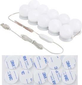 Toaletný stolík s LED osvetlením a zrkadlom, biely