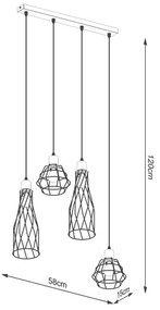 Sollux SL.1167 - Luster na lanku SUBA 4xE27/15W/230V čierna