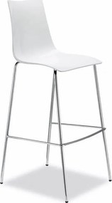 Dizajnová barová stolička ZEBRA biely polykarbonát, chrómové nohy