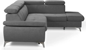 Rohová sedacia súprava Gisele, stredne šedá látka, pravý roh