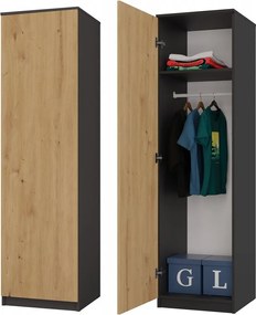 Šatníková skriňa Malwa SD-50 antracit/dub artisan