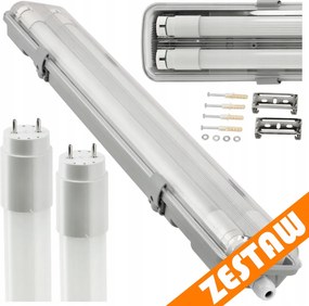 3x Hermetické svietidlo + 6x LED trubica 120 cm 4000K
