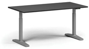 Výškovo nastaviteľný stôl, elektrický, 675-1325 mm, doska 1600x800 mm, sivá podnož, grafit