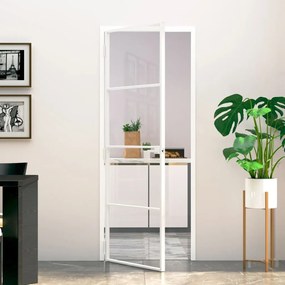 Interiérové dvere biele 76x201,5 cm tvrdené sklo a hliník úzke 153666