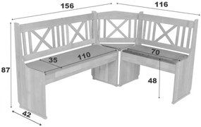 Jedálenský rohový komplet X1, biela (sivá Loca 31)
