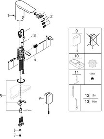 GROHE 36453000 - Infračervená elektronická umývadlová batéria BAU COSMOPOLITAN E 123 mm chróm