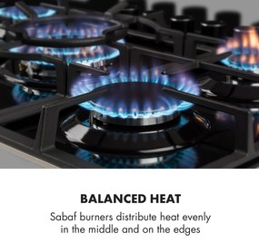 Ignito 5, plynová varná doska, 5 Sabaf horákov, sklokeramika, čierna