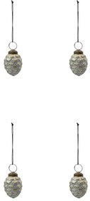 House Doctor Vianočná ozdoba Cone Antique Silver – set 4 ks
