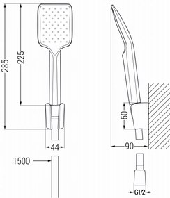 Mexen Sabre R62 vaňová batéria so sprchovým setom, biela - 7213R62-20