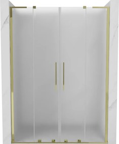Mexen Velar L Duo, posuvné sprchové dvere do otvoru 140 cm, 8mm sklo námraza, zlatá lesklá, 871-140-003-32-50